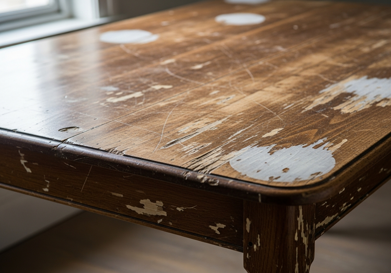 Before dining table restoration